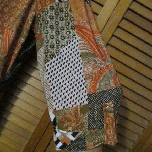 Ava & Grace top Boho Patchwork V neck flowy stretchy fall colors size 2x - Picture 5 of 8